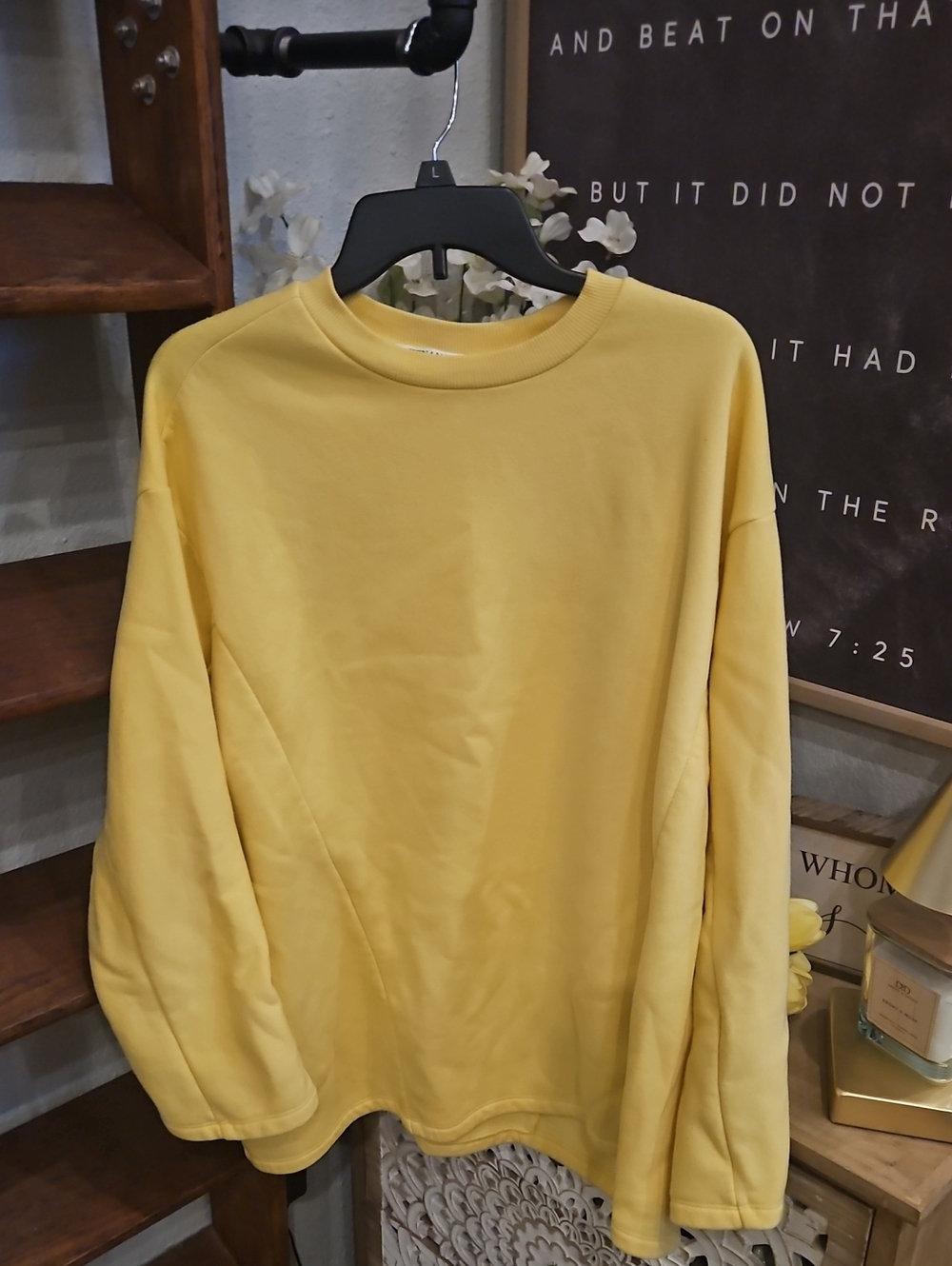Zenana Outfitters Soft Yellow Oversized Crewneck Top